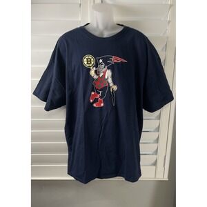 BOSTON SPORTS TEAMS TEE SHIRT Top NAVY Bruins Red Sox Patriots Size 3XL